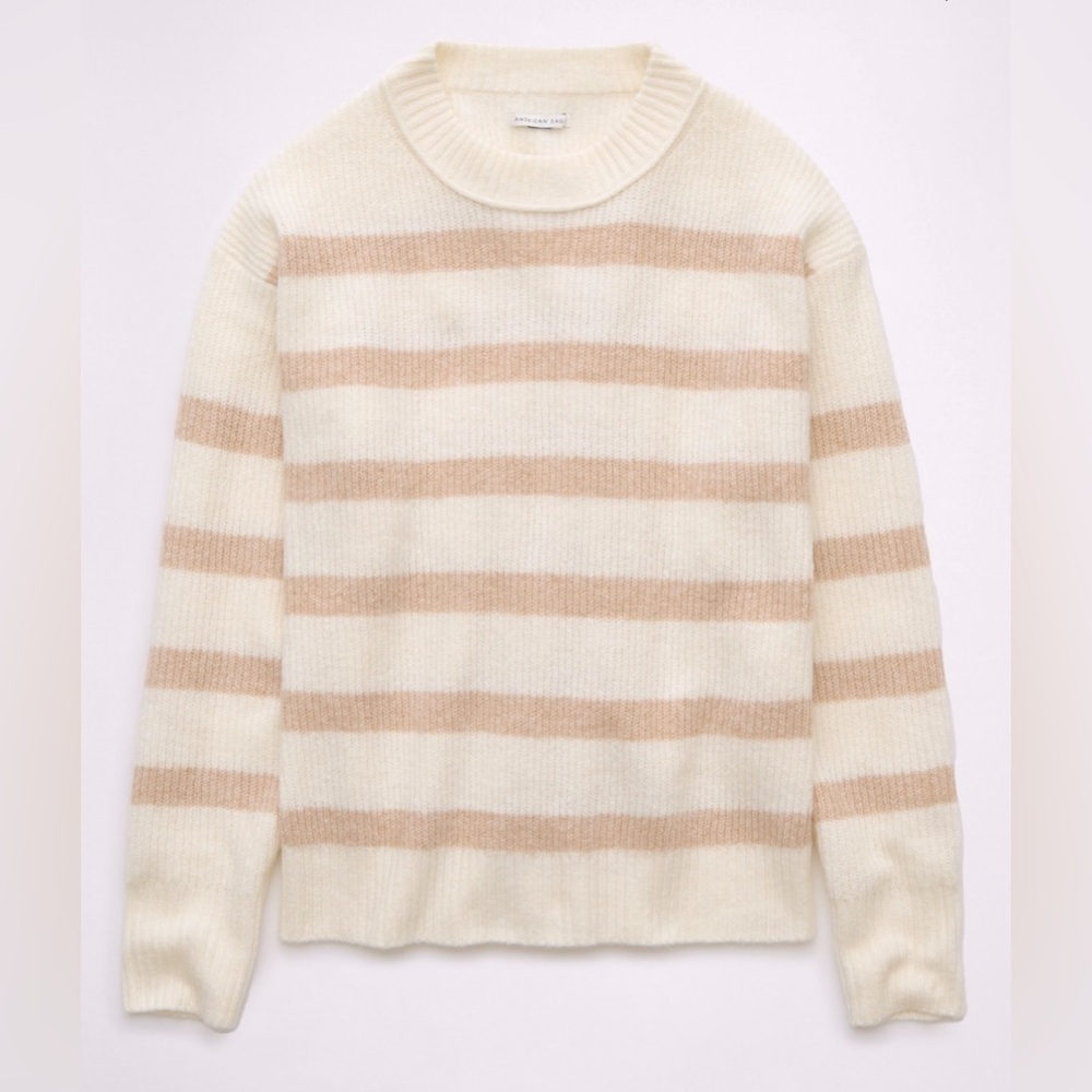 American Eagle Whoa So Soft Stripe Crew Neck Sweater Size Medium